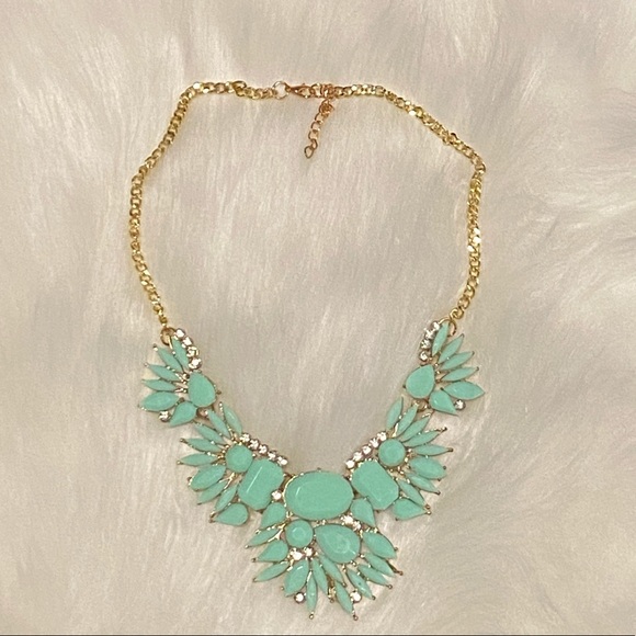 Mint Green Jeweled Statement Necklace - Picture 5 of 7